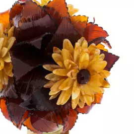 Сувенир из янтаря и оникса "Весенний букет"