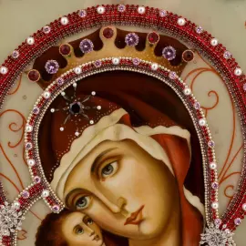 Икона масляная "Богородица Игоревская" с сусальным золочением