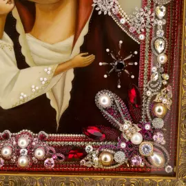 Икона масляная "Богородица Игоревская" с сусальным золочением