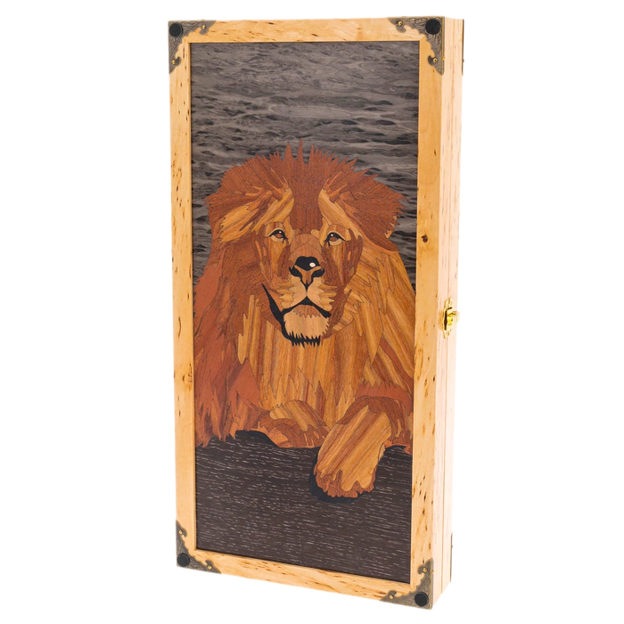 Karelian birch backgammon "Lion" small