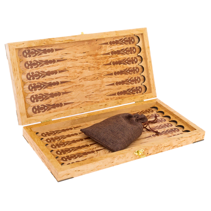 Karelian birch backgammon "Lion" small