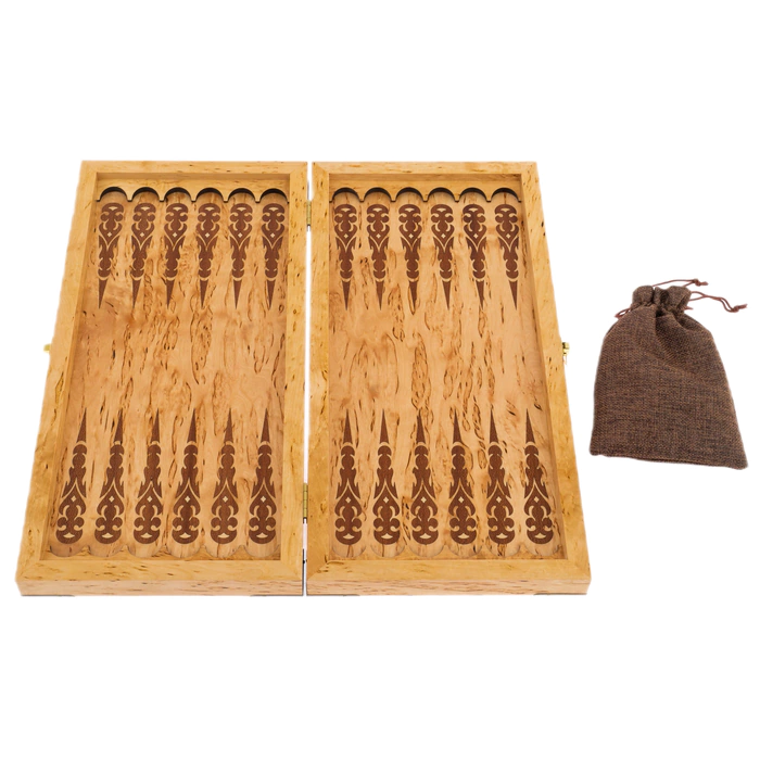 Karelian birch backgammon "Lion" small