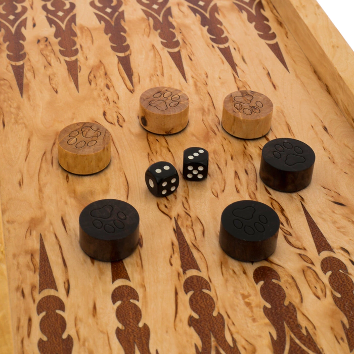 Karelian birch backgammon "Lion" small