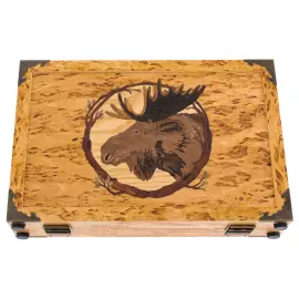 Набор для чистки оружия из карельской березы "Лось" в чемодане, малый