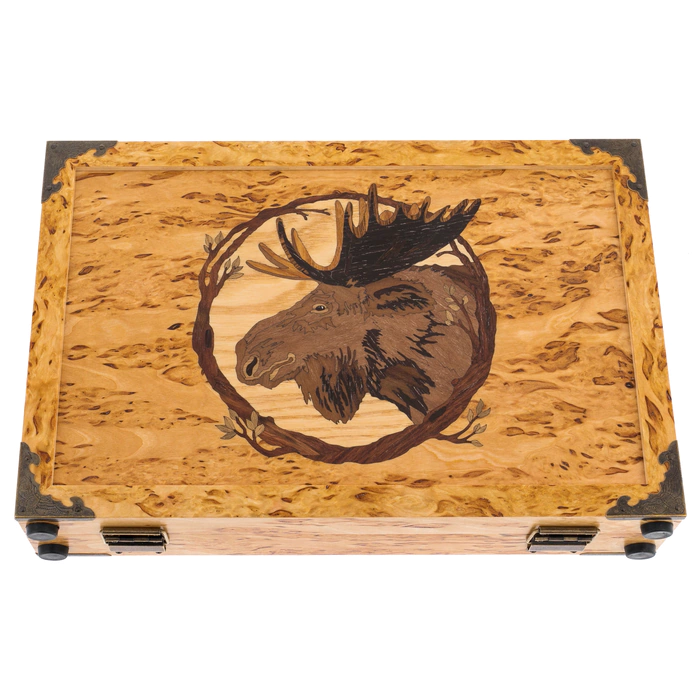 A set for cleaning weapons made of Karelian birch "Moose" in a suitcase, small