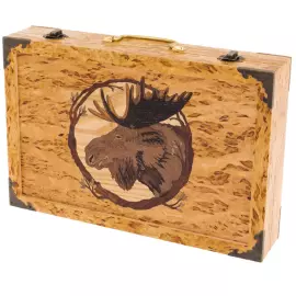 Набор для чистки оружия из карельской березы "Лось" в чемодане, малый