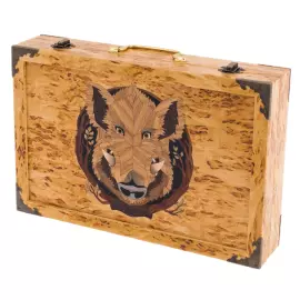 Набор для чистки оружия из карельской березы "Кабан" в чемодане, малый