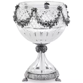 Ваза-кубок хрустальная "Виктория" с серебрением
