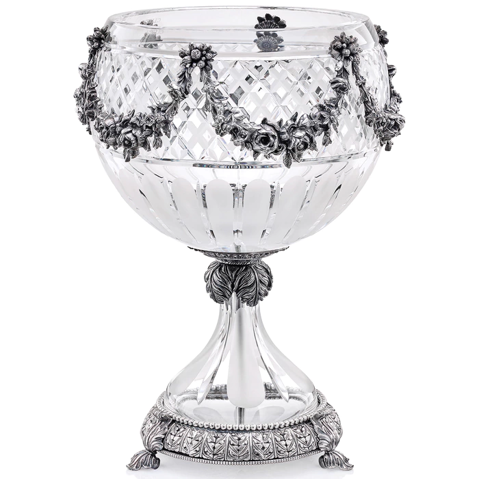 Victoria crystal cup vase with silver plating