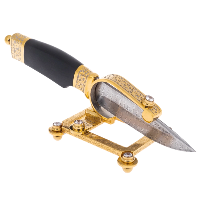 Damascus steel knife "Status" on a stand, Zlatoust