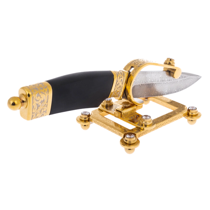 Damascus steel knife "Status" on a stand, Zlatoust