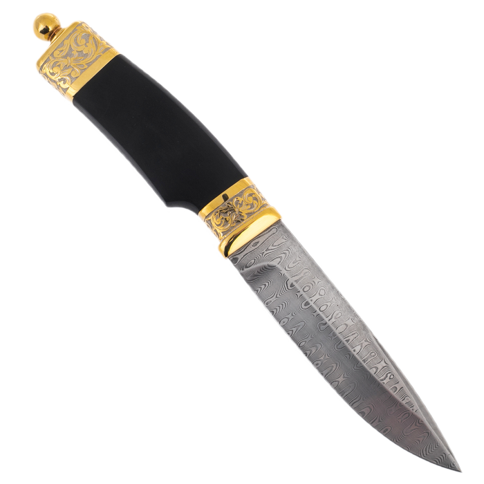 Damascus steel knife "Status" on a stand, Zlatoust