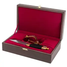 Нож из дамасской стали "Статус" на подставке, Златоуст