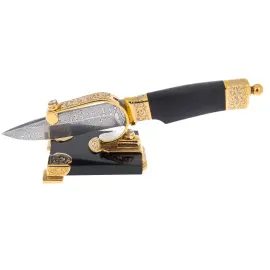 Нож из дамасской стали "Сила" на подставке, Златоуст