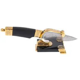 Нож из дамасской стали "Сила" на подставке, Златоуст