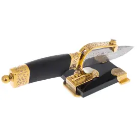 Нож из дамасской стали "Сила" на подставке, Златоуст