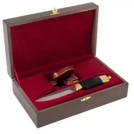 Нож из дамасской стали "Сила" на подставке, Златоуст