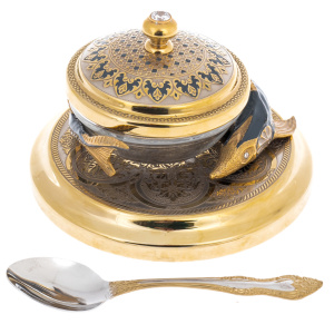 Sturgeon caviar bowl with cubic zirconia, Zlatoust