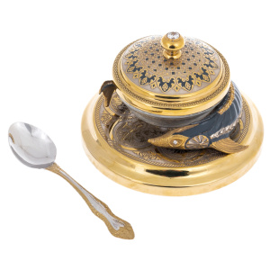 Sturgeon caviar bowl with cubic zirconia, Zlatoust