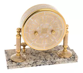 Clock on a marble stand "Skeletons" with a handle, Zlatoust