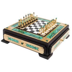 Chess made of marble and malachite "Malachite" Zlatoust