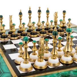 Шахматы из мрамора и малахита "Малахит" Златоуст