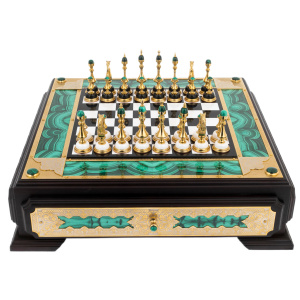 Chess made of marble and malachite "Malachite" Zlatoust