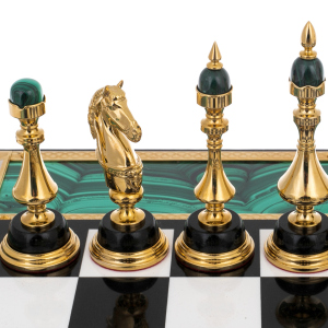 Chess made of marble and malachite "Malachite" Zlatoust