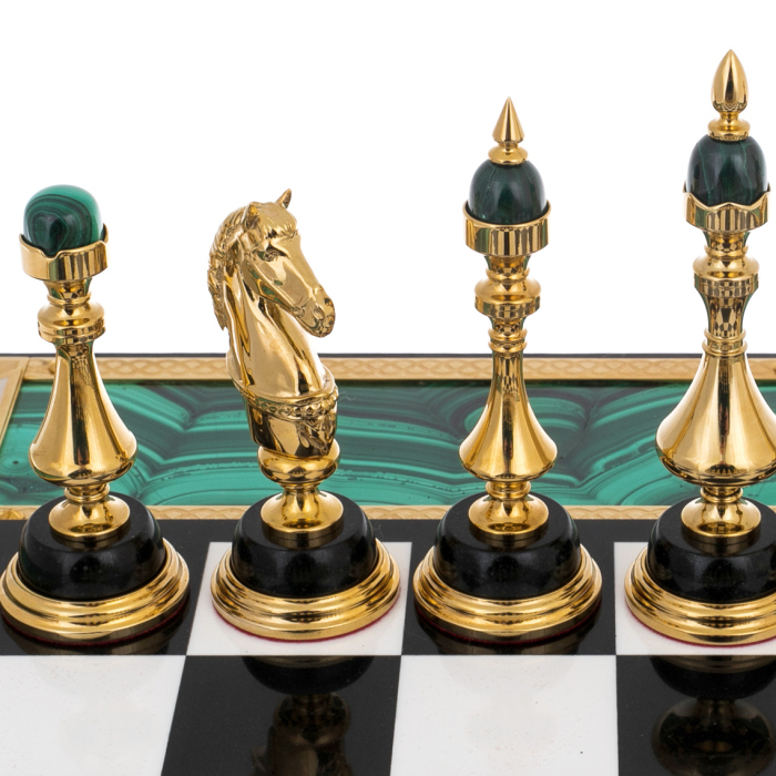 Chess made of marble and malachite "Malachite" Zlatoust