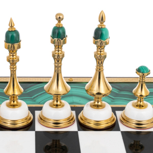 Chess made of marble and malachite "Malachite" Zlatoust