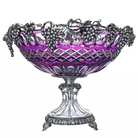 Фруктовница хрустальная "Виноград" с серебрением