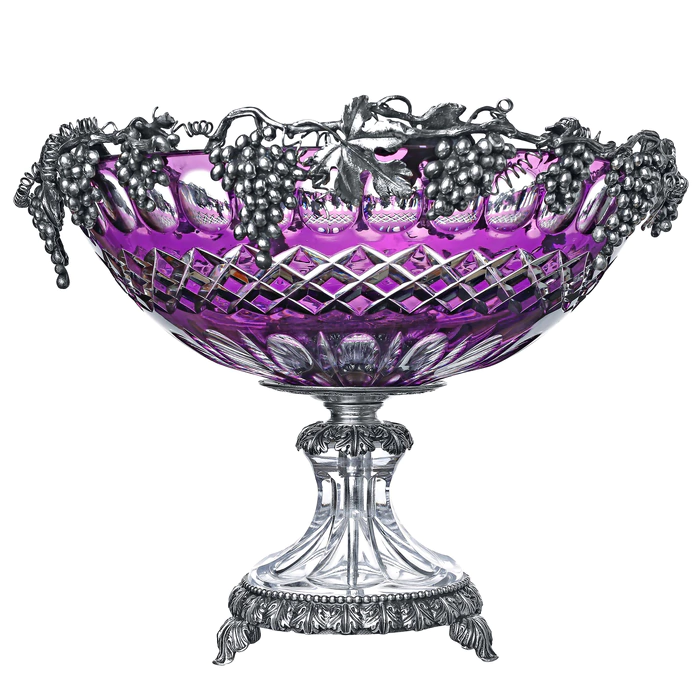 Crystal fruit bowl "Grapes" with silver plating