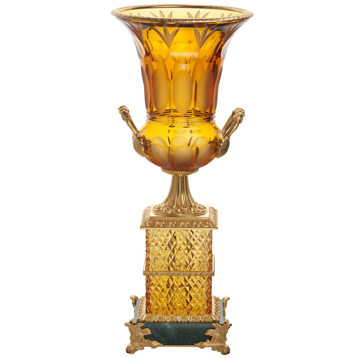 Amber crystal vase "Palazzo" on a pedestal