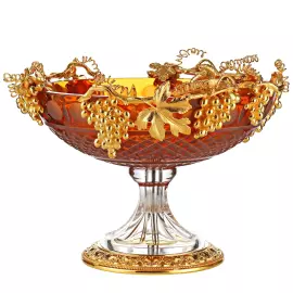 Фруктовница из янтарного хрусталя "Виноград"