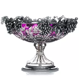 Фруктовница из цветного хрусталя "Виноград"