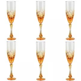 Набор бокалов для шампанского "Амбер" из янтарного хрусталя, на 6 персон