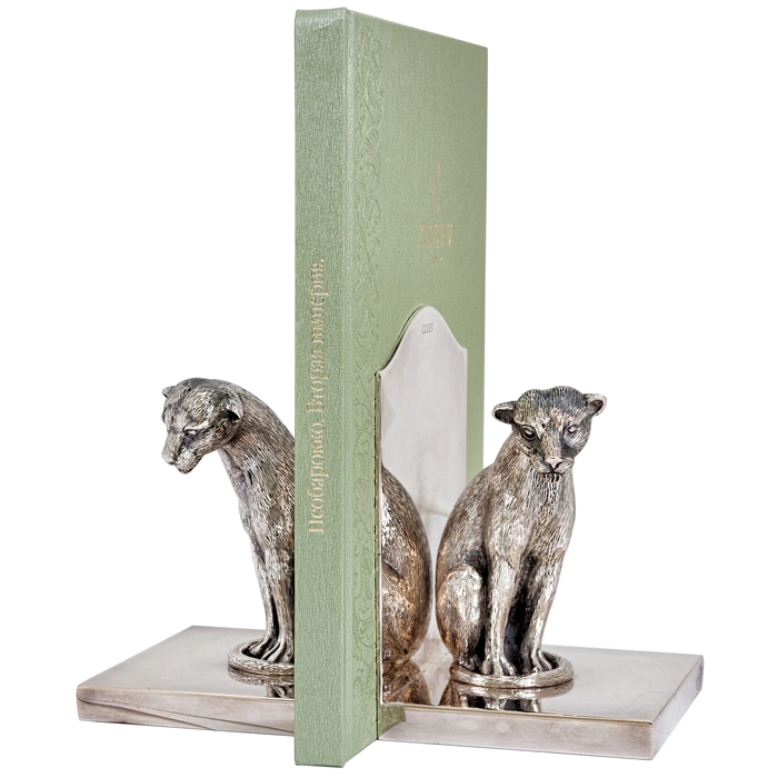 Panther book stands made of silver