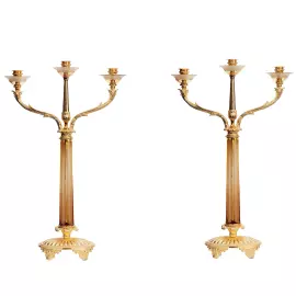 A pair of amber crystal chandeliers "Versailles" with gilding