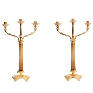 A pair of amber crystal chandeliers "Versailles" with gilding