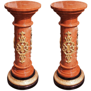 A pair of Corinth marble pedestals