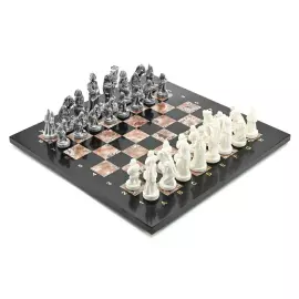 Шахматы из креноида и долерита "Средневековье" с фигурами из мрамолита