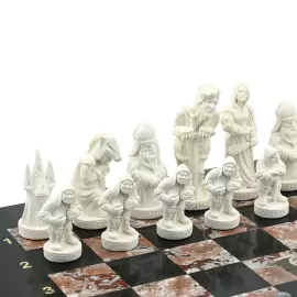 Шахматы из креноида и долерита "Средневековье" с фигурами из мрамолита