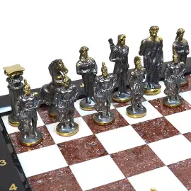 Шахматы из мрамора и креноида "Мифология"