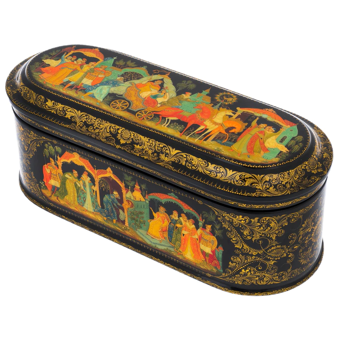 The box of Palekh "Golden cockerel" Zakharova A.