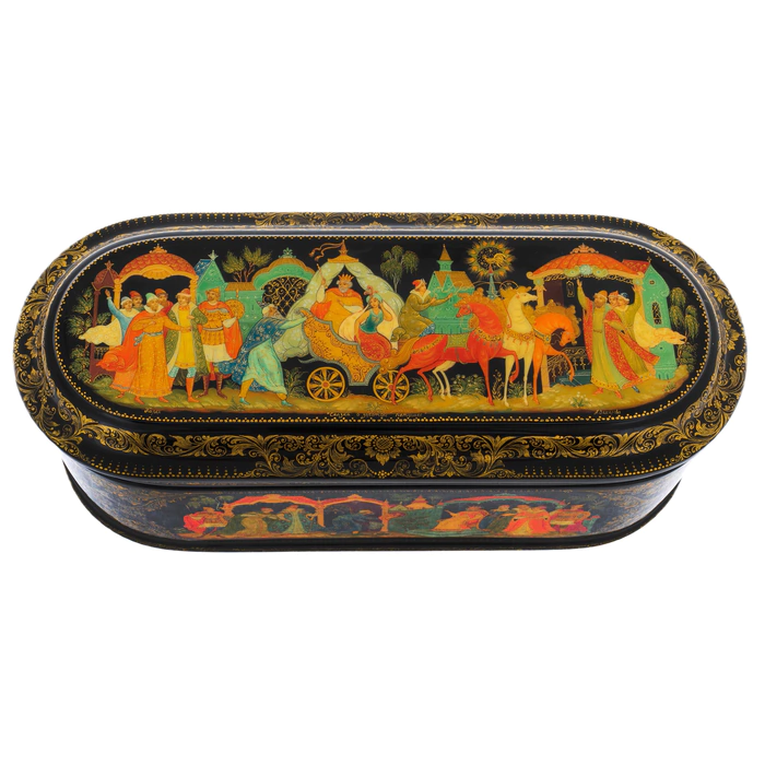 The box of Palekh "Golden cockerel" Zakharova A.