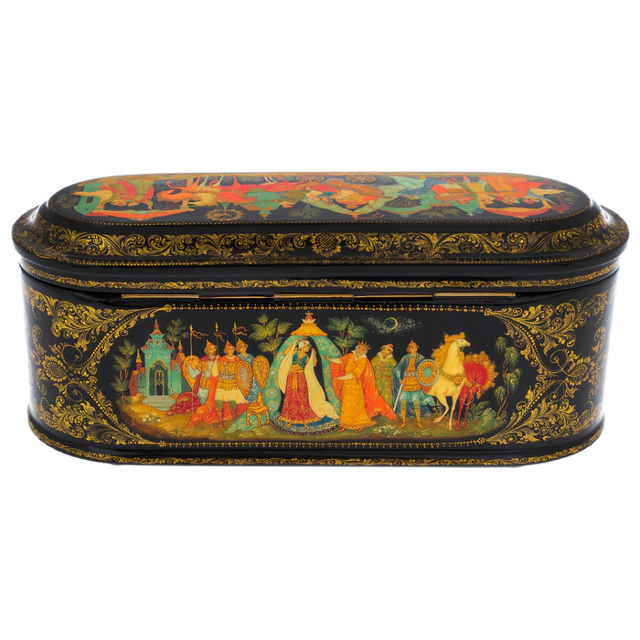 The box of Palekh "Golden cockerel" Zakharova A.