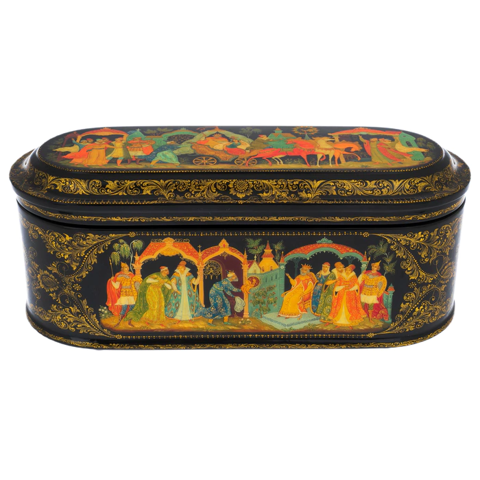 The box of Palekh "Golden cockerel" Zakharova A.