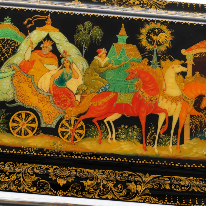 The box of Palekh "Golden cockerel" Zakharova A.