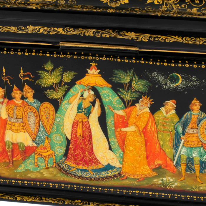The box of Palekh "Golden cockerel" Zakharova A.
