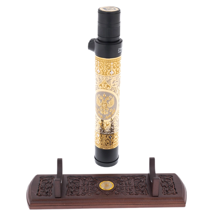 Telescope "Coat of Arms of the Russian Federation" on a carved stand, Zlatoust